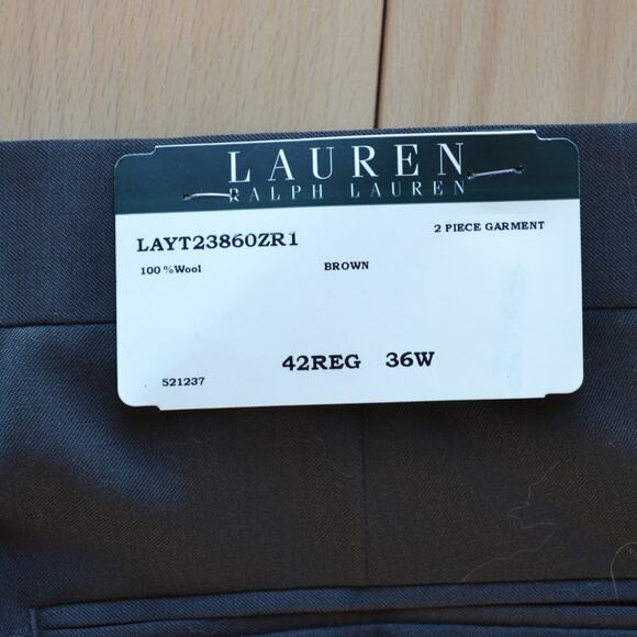 NWT Lauren Ralph Lauren Wool Dress Pants Brown Size 42x36 - Picture 4 of 4